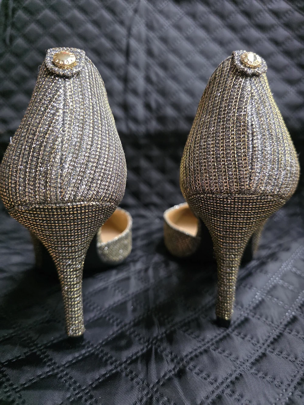 Michael Kors Dorothy Flex Glitter Pumps Gold Silver 7M Peeling Insole